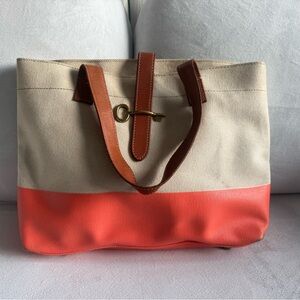 Stylish Tan and Coral Women's Tote Bag